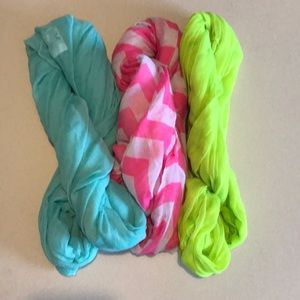 3 summer weight Infinity scarves